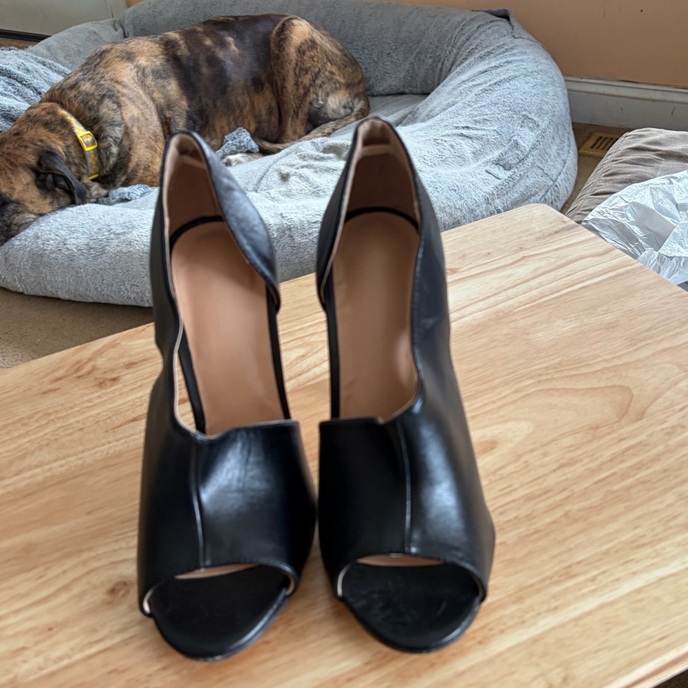 Elegant Black Peep-Toe Heels